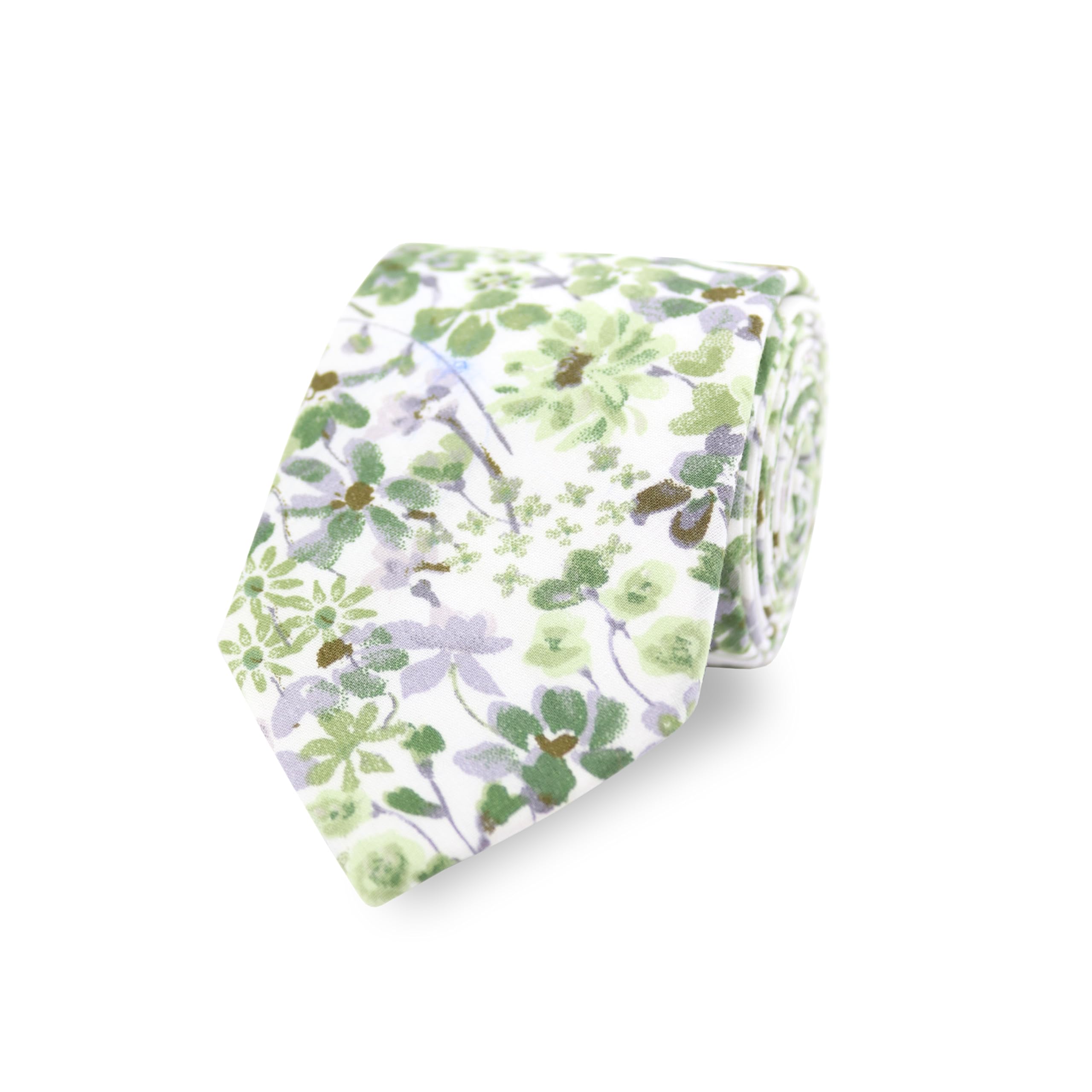 The Gents Lab Men's Green Floral Wedding Neck Tie Made From 100% Soft Cotton | Over 20+ Styles (Green)