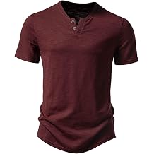 JEMITOP Mens Cotton Stretchy Notch Neck T-Shirt
