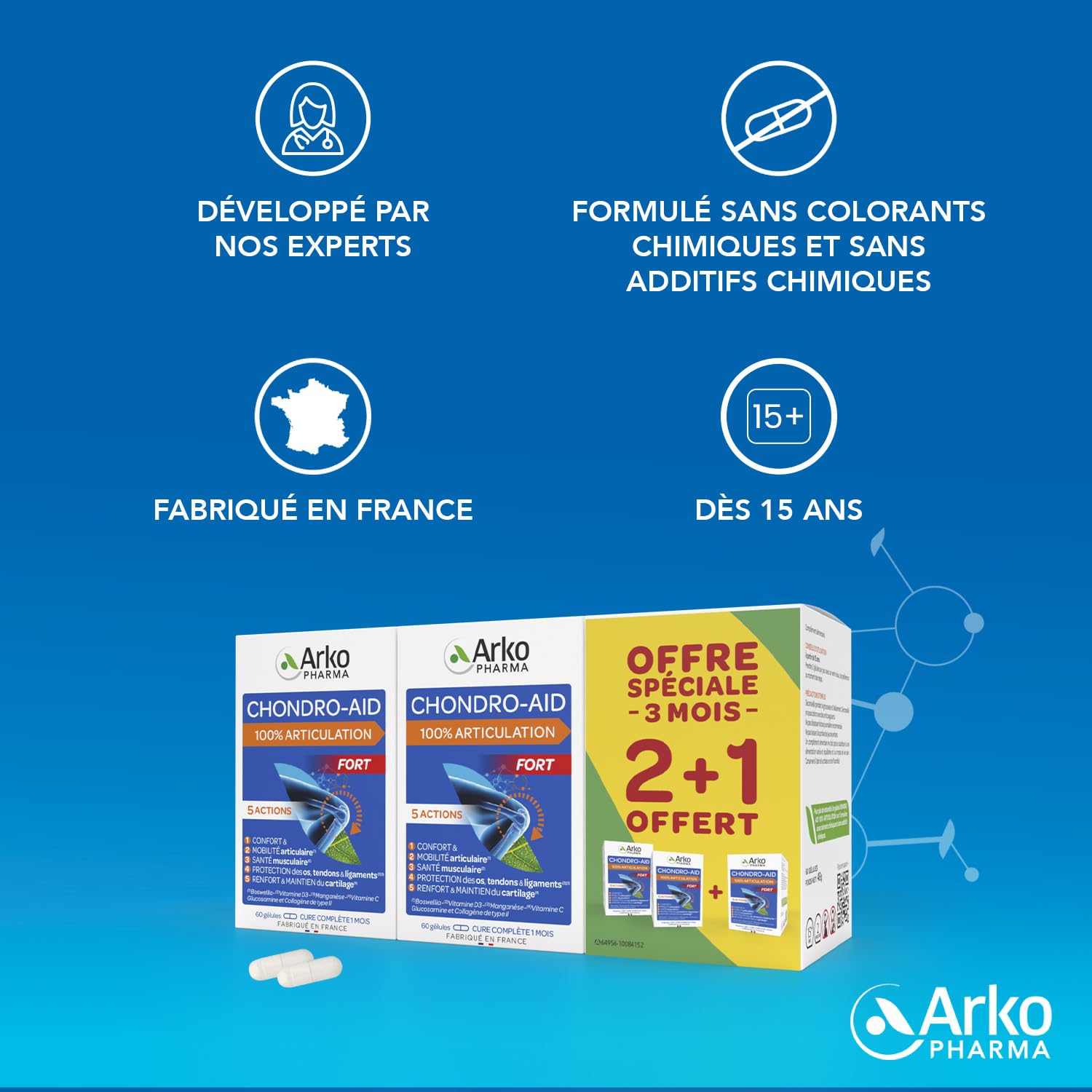 Arkopharma - Chondro-Aid 100% Articulation | Flexibilité et Bien-être Articulaire - Mobilité et Souplesse - Articulations - Gênes Articulaires | 3 Mois - 180 gélules
