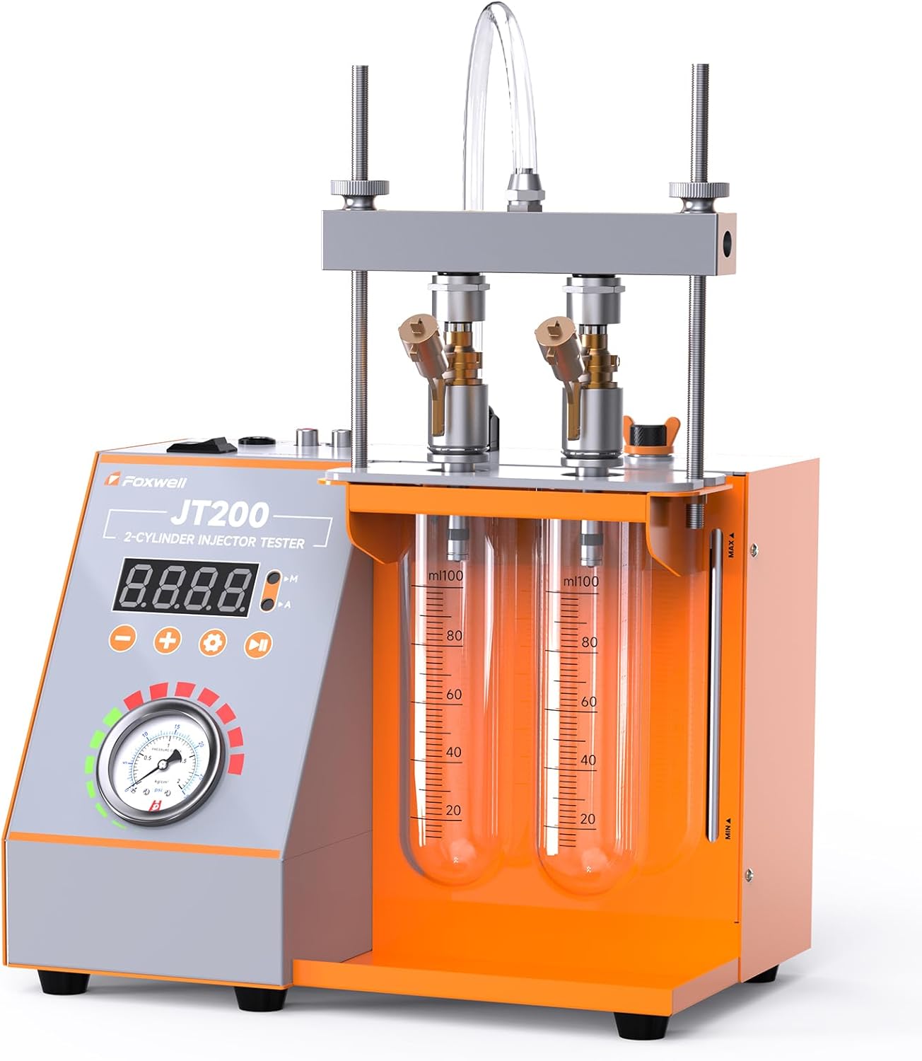 FOXWELL JT200 Fuel Injector Tester, Fix Engine Misfire & Rough Idle - Visualize Spray Pattern & Volume, Automatic Fuel Injection System Tester Diagnostic Tool for 6V/12V MPI Motorcycle & Car Injectors