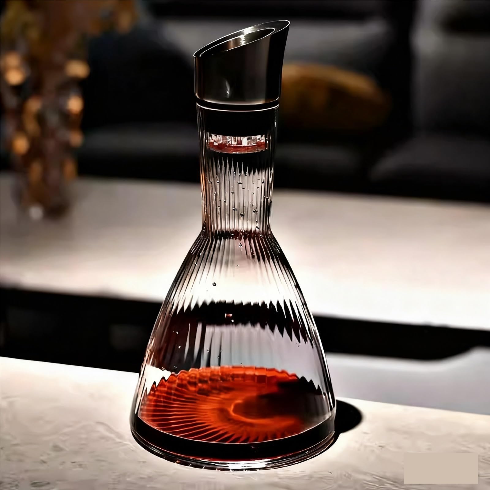 Decantador Vino Jarra Decantadora De Vino con Filtro Cristal Soplado A Mano Base Ancha Wine Decanter