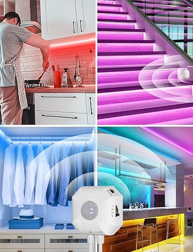 Miniatura 2 de MATICOD Luces con sensor de movimiento para interiores debajo de la cama, tira de luz LED RGB con control de aplicación, luces nocturnas para