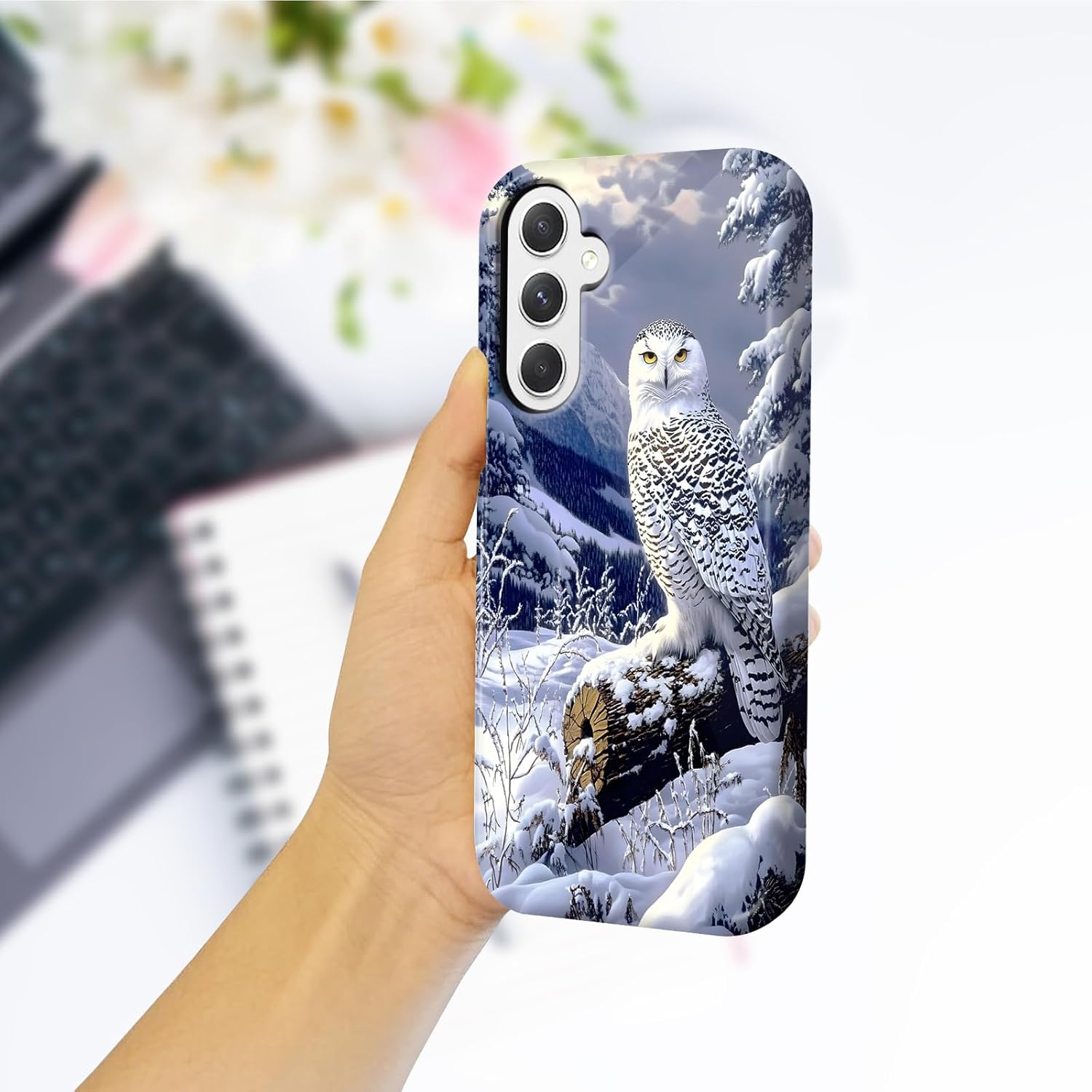 for Samsung Galaxy S25 FE Case Designer, Wireless Charging Compatible- Dual-Layer Hard - Drop Shock Scratch Protection - Silky Soft Phone Case with Stylish for Women,Snowy Owl - Image 5