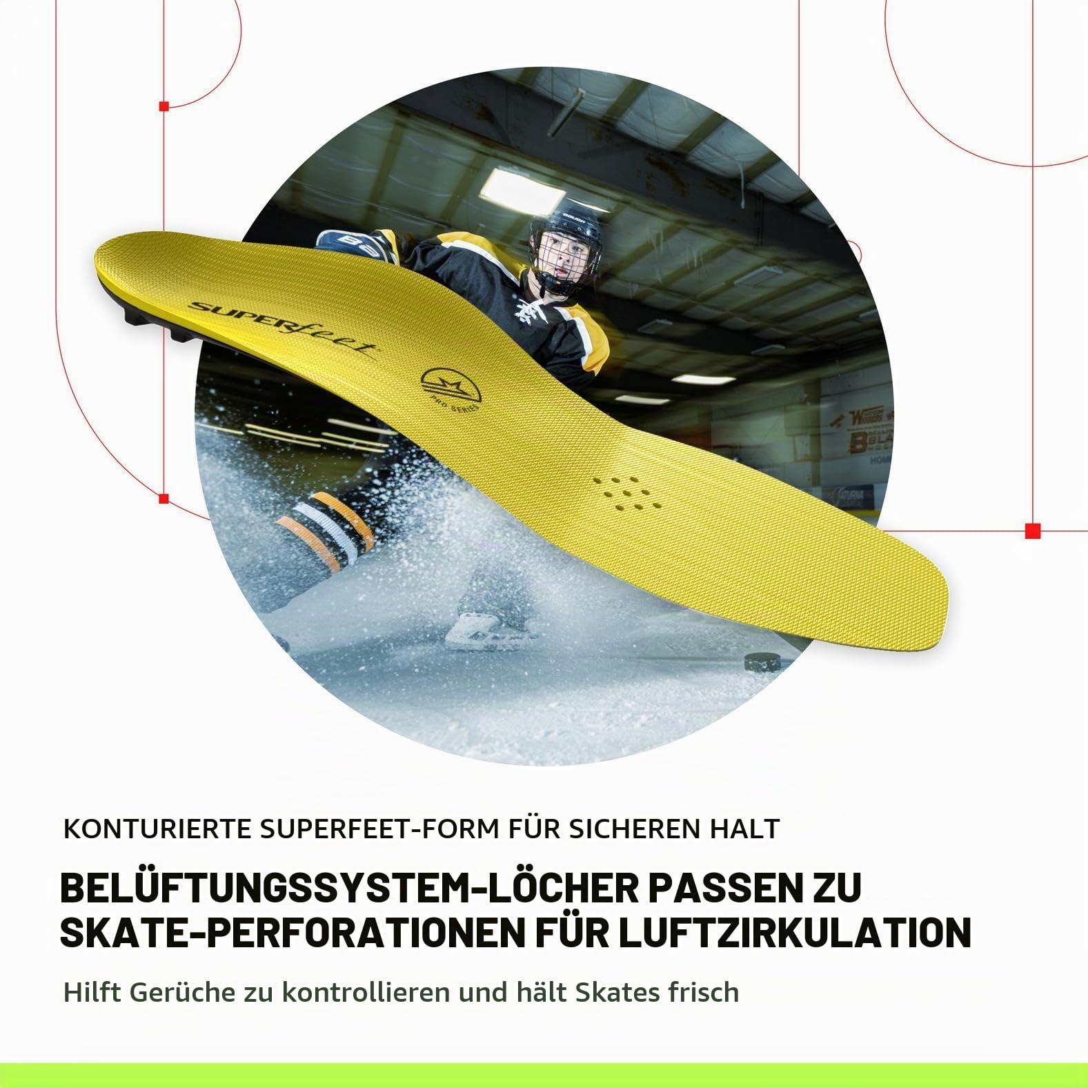 Superfeet Hockey Leistung Einlegesohlen, Schlittschuhgröße EU 45-46.5 | Einlagen für Hockey-Schlittschuhe, bis zu 11% bessere Beschleunigung & Kantenkontrolle, aus Karbonfaser