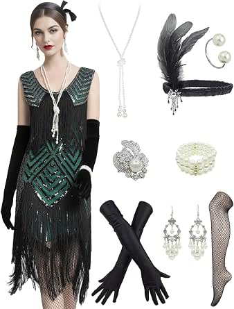 1920s Flapper Dress - Sequin Art Deco Gatsby Cocktail Dress With Sleeves - View #6