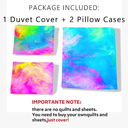 Miniatura 4 de AILONEN Juego de funda de edredón de teñido anudado para niños, coloridos juegos de ropa de cama estilo hiphop, tamaño individual, funda de edredón