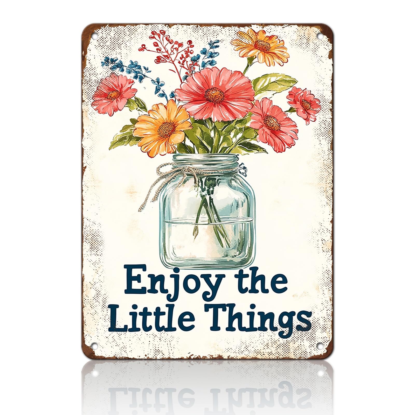 Anceky Funny Metal Tin Signs Enjoy The Little Things Vintage Metal Sign Retro Wall Decor for Home Bar Pub Cafe Garage Man Cave Garden Yard 12×16 Inch