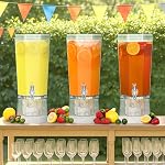 Lifewit 1.6 Distributeur de boissons en plastique Gallon pour les fêtes 2 Pcs, 6L Conteneur de boisson clair avec support pour jus/thé/soda, grand distributeur de limonade glacée avec épingle, BPA Pitcher d'eau gratuit pour réfrigérateur