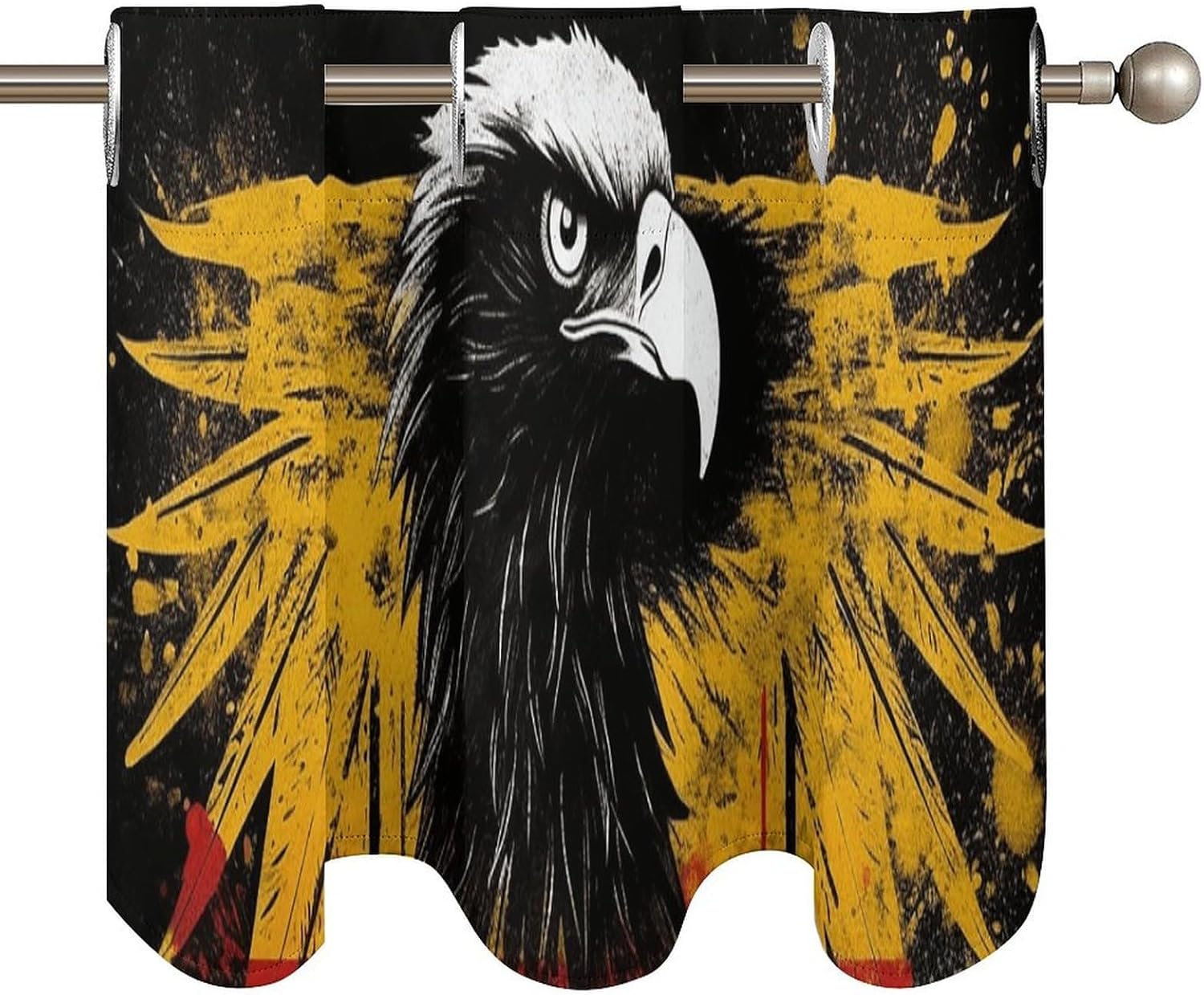 Germany Flag Eagle Valance for Windows, 2 Pack Kitchen Curtains Modern Home Decor, Soft Blackout Window Curtains for Living Room & Bedroom, 18 X 52 Inch