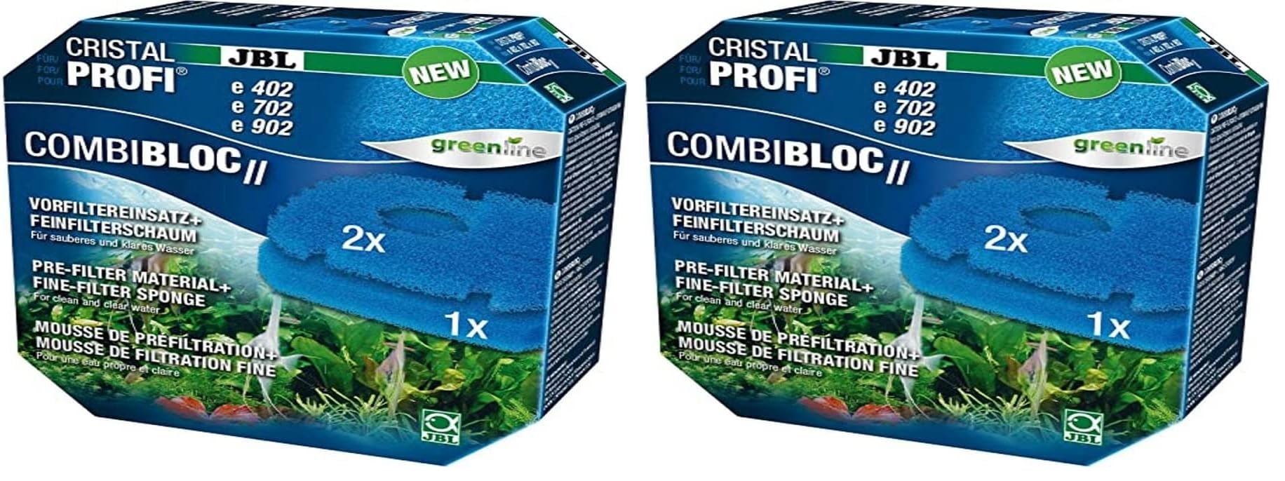 JBL CombiBloc II CristalProfi e 6028800, Vorfiltereinsatz und Feinfilterschaum, Für CristalProfi e402/e702/e902, 3 Filtereinsätze (Packung mit 2)