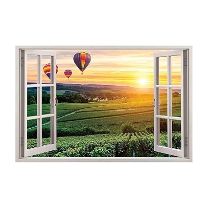 Ladecor Medium Vinyl Window Type Natural Sunrise Sticker, for Home Office Living Room Bedroom Hotel Restaurant Cafe Gym Wall Decor (Size 90 x 60 cm) D34
