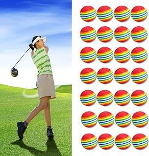 Jasinto 30PCS Practice Golf Balls, Rainbow Stripe Foam Sponge Golf Balls, 1.57inch/4cm Training Golf Balls Practice Indoor Equipment, Indoor Training Aid Colored Golf Training Ball