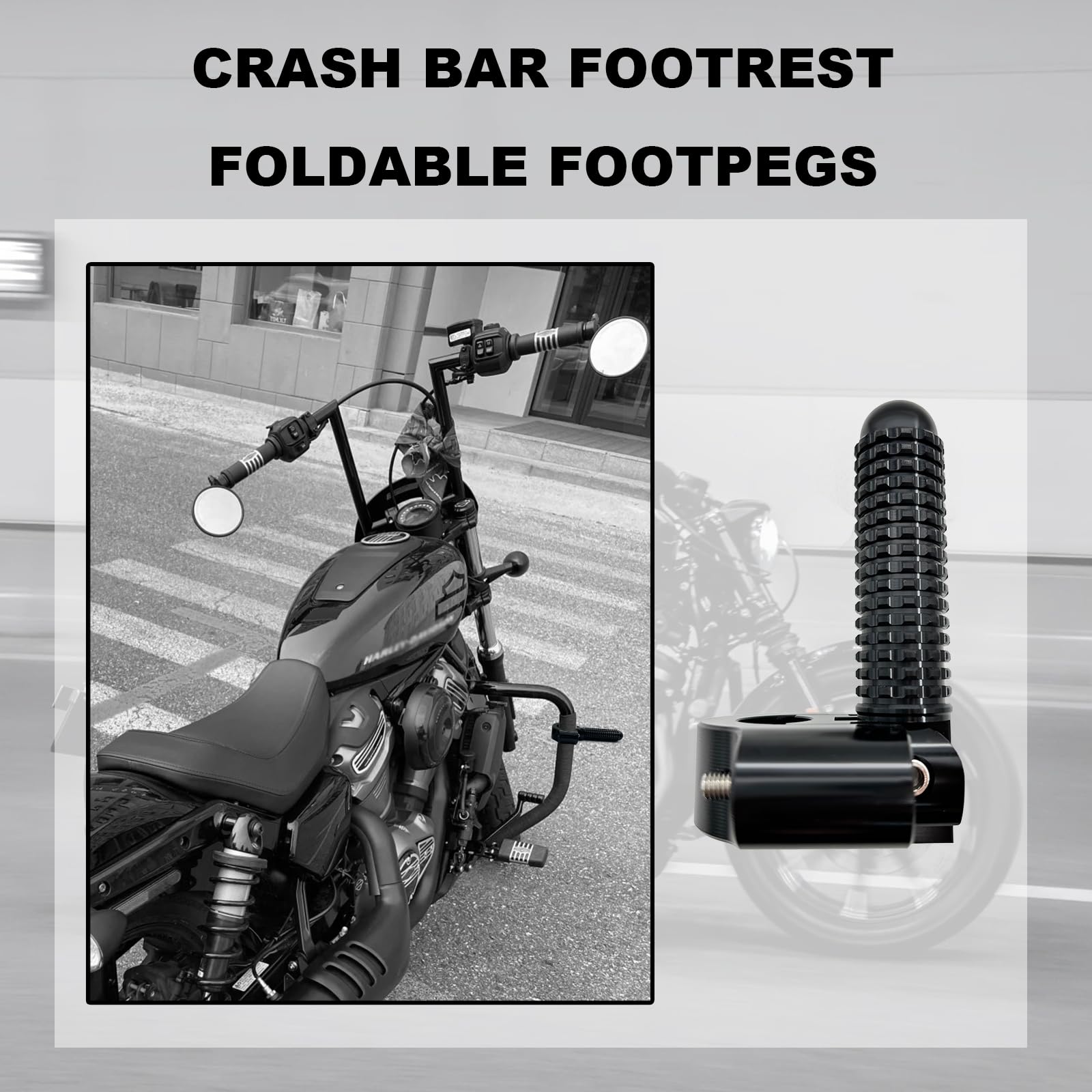 Universal Motorrad Highway Pegs Fußrasten Sturzstange Fußstütze Beifahrerpedal CNC Aluminium Kompatibel mit Dyna Grom Ninja 400 CRF300L TW200 Iron 883, faltbare Fußrasten 22 mm - 32 mm 7/8-1,25 Zoll