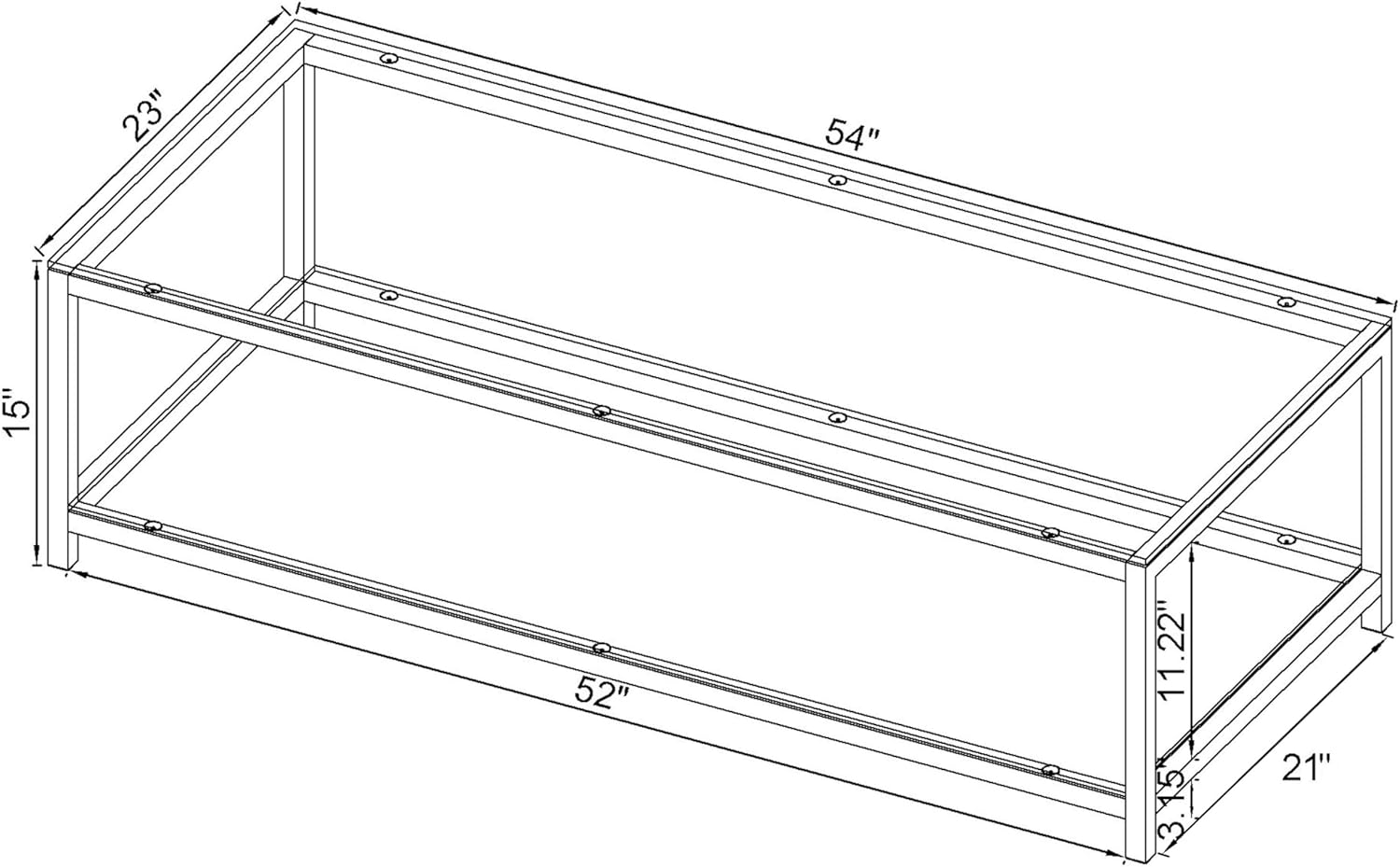 Coaster Home Furnishings - Trini - Rectangular Coffee Table with Metal Frame, Clear Glass Surface and Lower Shelf - Living Room - 57-Inch - Black Nickel - 720228