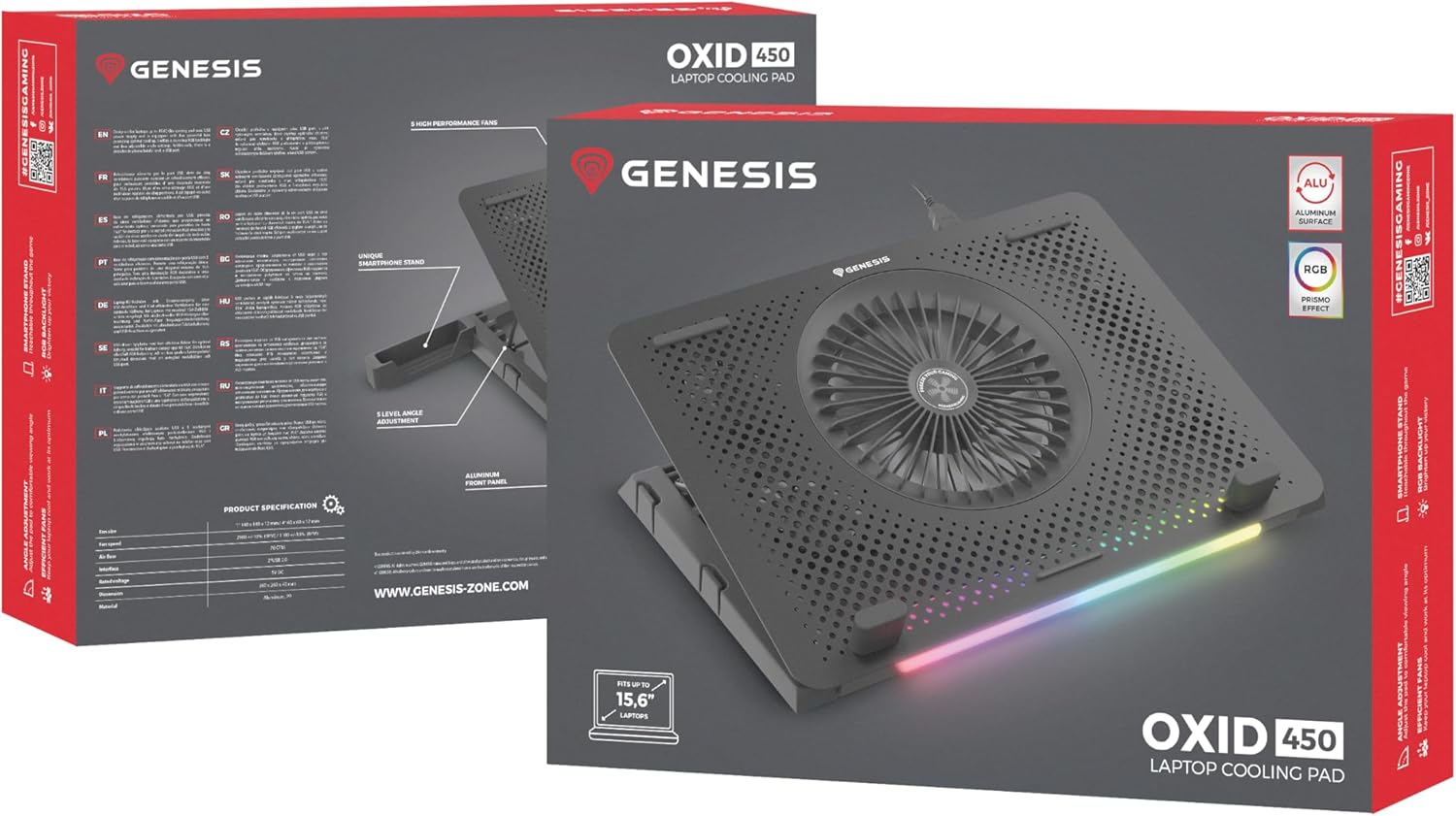 Genesis Oxide 450 RGB Cooler for Laptops up to 15-6 Inches