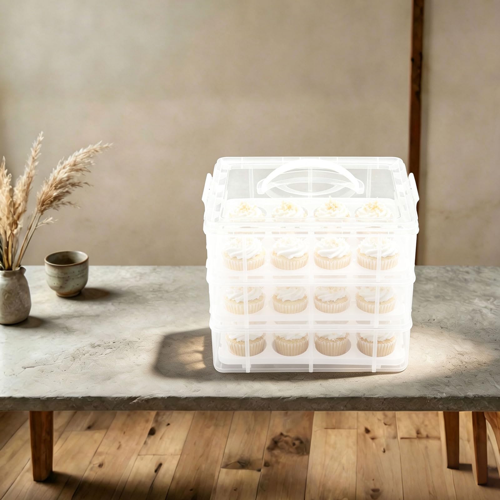 Cupcake-Aufbewahrungsbox 3-stufig mit Deckel aus PP klar stabil für