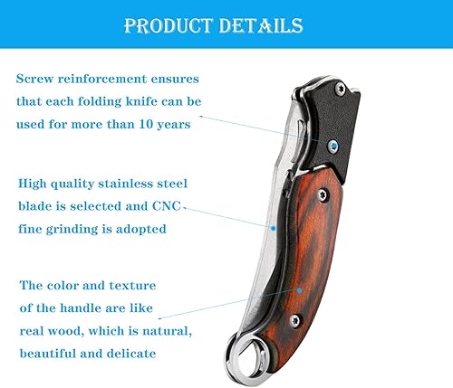 Miniatura 4 de FEIZII Cuchillo plegable pequeño, cuchillo táctico para salvar vidas al aire libre, conveniente para el transporte diario (paquete de 6)