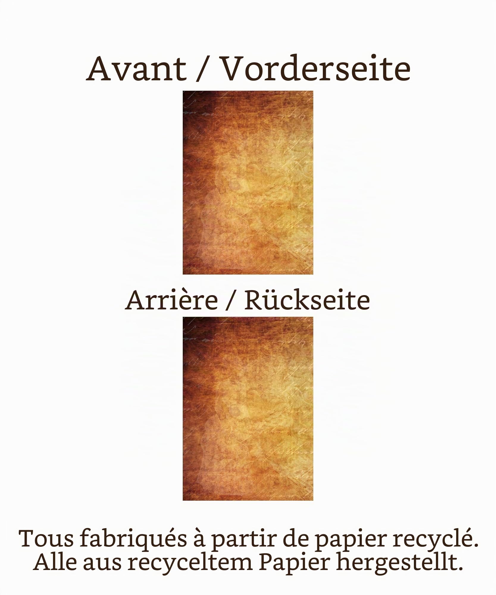 Papier parchemin vintage A4 80 g/m² lot de 60 feuilles recyclé 6 motifs