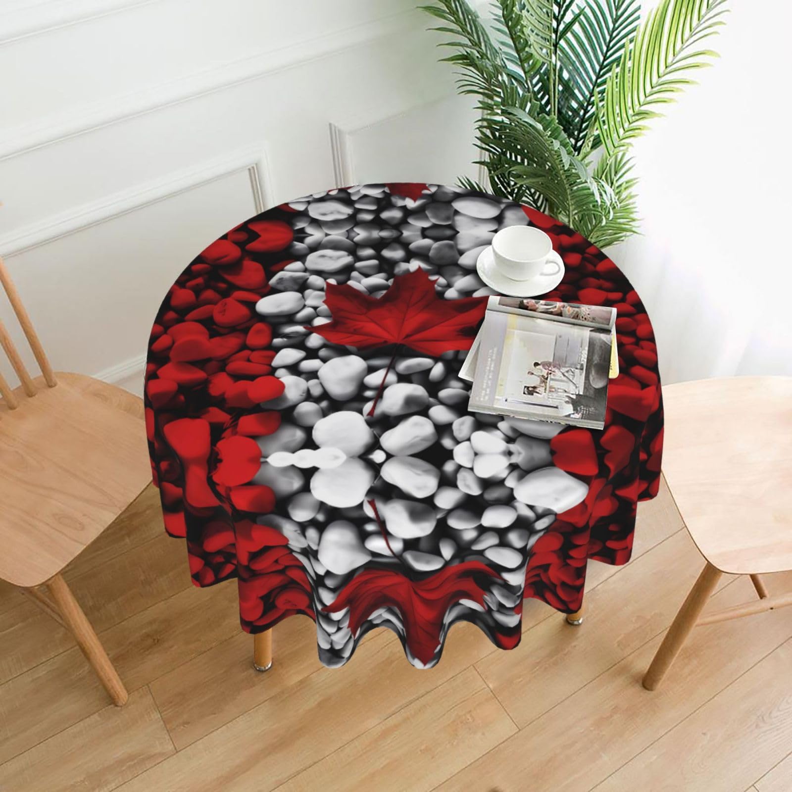 WHJSSF Canada Flag Wallpapers Prints Round Decorative Tablecloth 60in - Elevate Your Dining Experience with a Stylish & Protective Table Throw