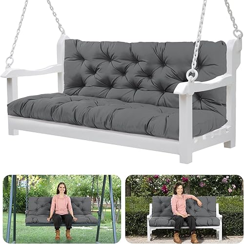 Cojines de asiento de repuesto con respaldo, cojines gruesos de 4 pulgadas, 2-3 plazas, impermeables, con lazos, para muebles de jardín y patio (60