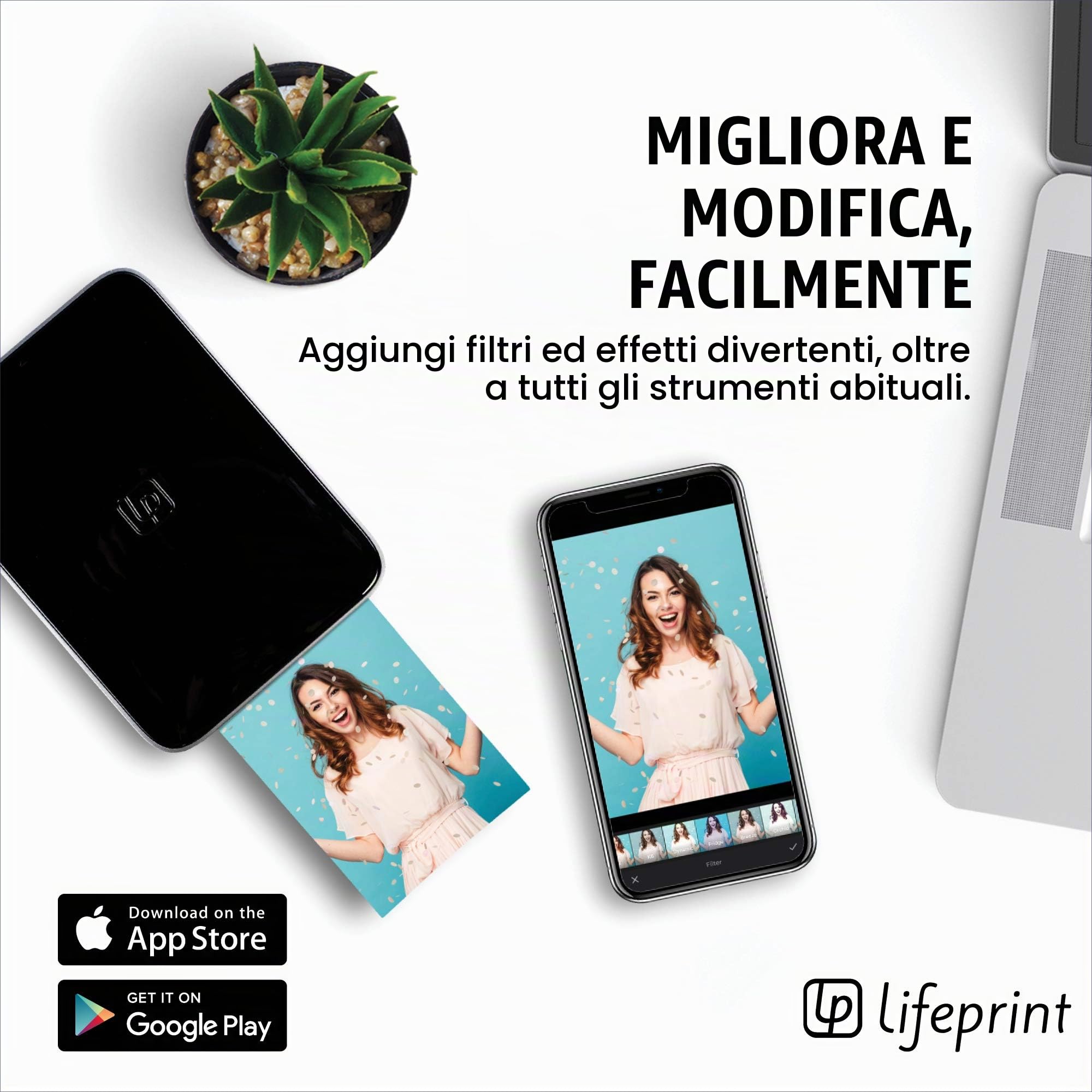 Lifeprint 3x4.5 stampante portatile per foto e video per dispositivi iOS e Android. Dai vita alle tue foto con la realtà aumentata - Nera