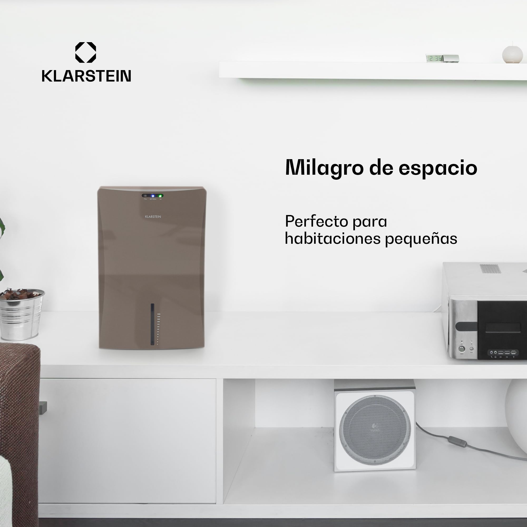 Klarstein Drybest 2000 2G Deshumidificador - Deshumidificador de ambiente 700 ml/día, 70 W de potencia, depósito de agua de 2 L, apagado automático, LED de funcionamiento, silencioso, gris