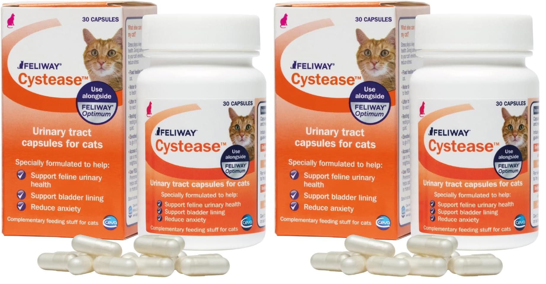 FELIWAY Cystease, for stress-related bladder problems in cats Capsules, 30 Count (Pack of 2)