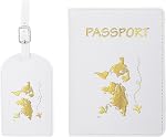 PATIKIL Passport Cover Holder and Luggage Tag Set, PU Leather Passport Case Holder Travel Tag Suitcase Identifier Travel Accessories for Men Women, Dark Blue