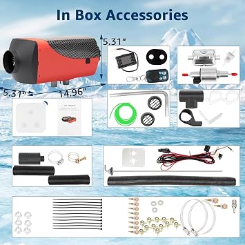 8KW Diesel Heater, Diesel Air Heater,Portable 12V Diesel Parking Heater with LCD Monitor & Remote Control, Fast Heating, for Vehicle, Tent, Bus, RV, Truck, Camper, Trailer,Red