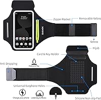 Vista 8 de Brazalete para correr con funda para auriculares y ranura para tarjetas, soporte para teléfono para iPhone 17 16 15 14 Pro Max Plus Galaxy S25 S24