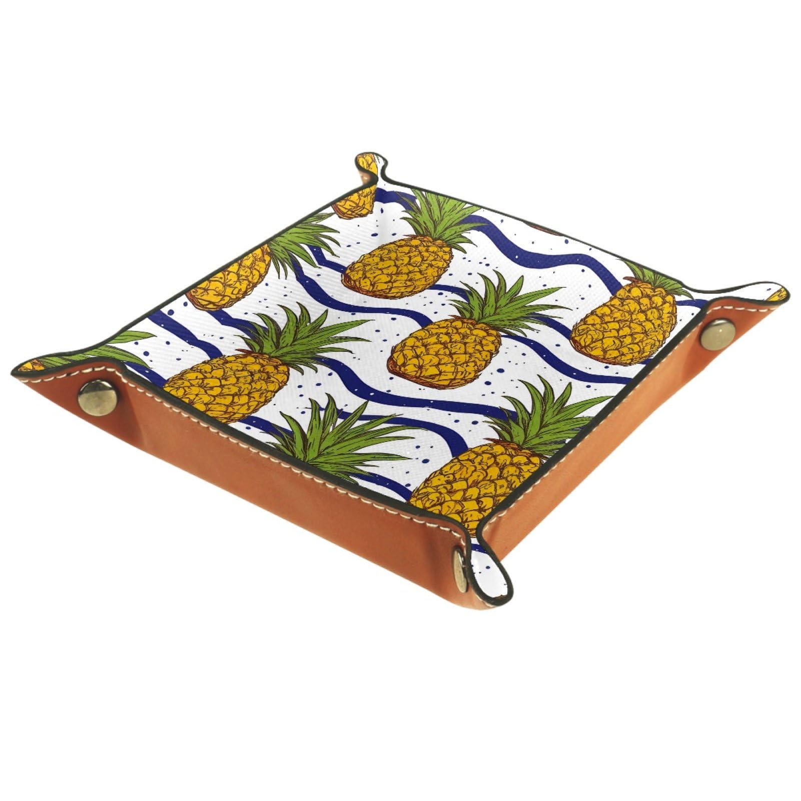 VAPOKF Pineapple Pattern Dice Tray, Folding Microfiber Leather Dice Holder for Dungeons and Dragons RPG Dice Gaming D&D and Other Table Games