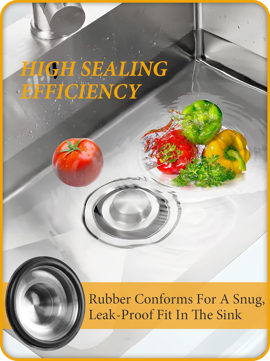 75257 ABS Garbage Disposal Magnetic Stopper and Stainless Steel Kitchen Sink Stopper with Rubber Seal Ring (STP-SS), Compatible with InSinkErator Garbage Disposals and Kitchen Sinks, Black and Silver