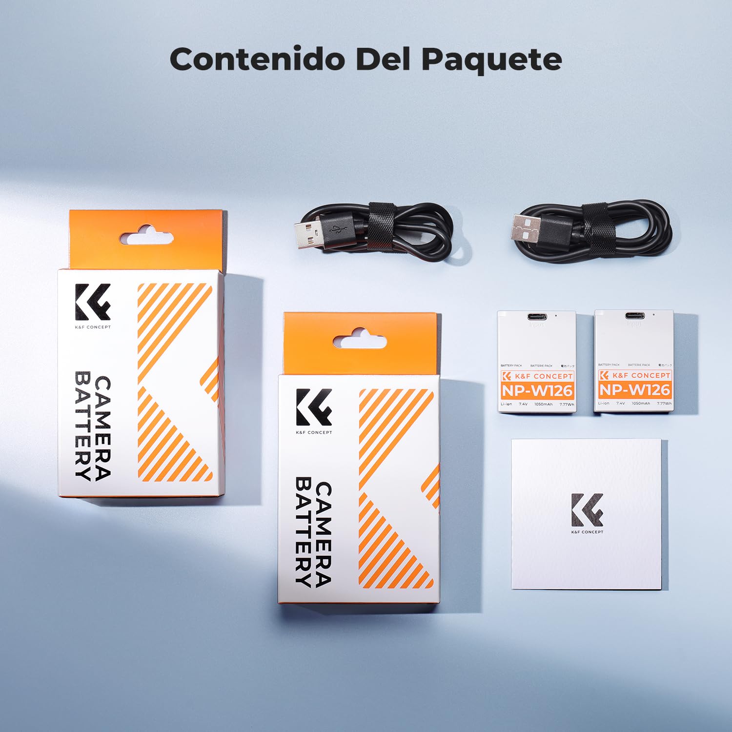 K&F CONCEPT NP-W126S NP-W126 Baterías Paquete de 2x1050mAh Baterías de Carga Directa de USB-C Compatible con Fujifilm X100VI, XM5, XE5, X Half, X-S10, XT30, XT30 II, X100V, XS10, XT50