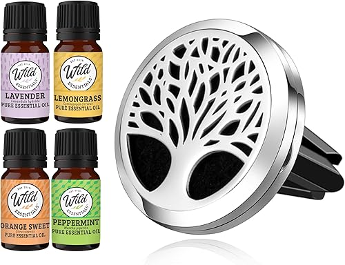 Miniatura 15 de Wild Essentials - Difusor de ventilación de coche de aceite esencial con corazón de la madre, colgante de medallón de acero inoxidable con 12 negro
