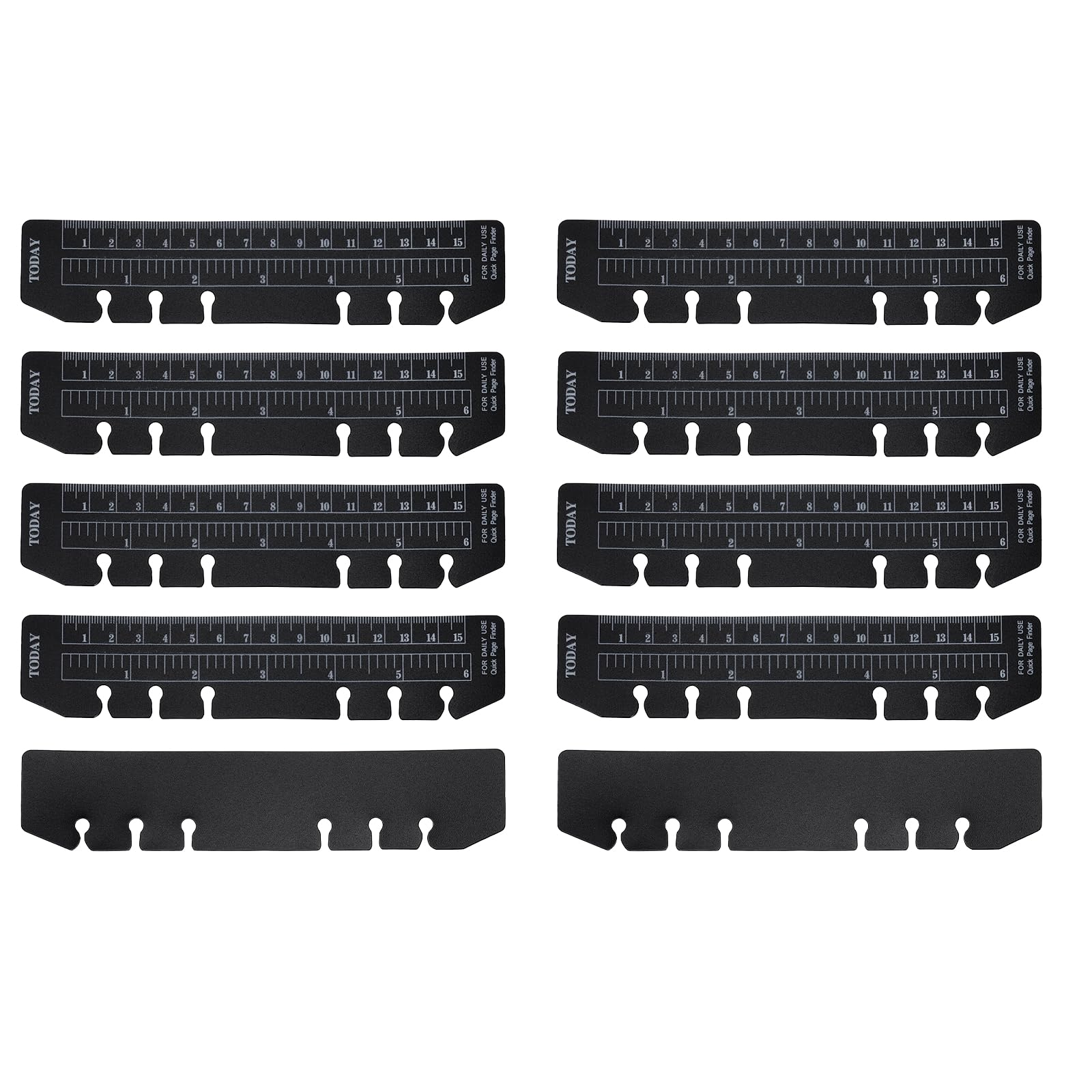 PATIKIL Page Marker Ruler, 15 Pcs A6 6 Holes Bookmark Ruler, Plastic Today Page Marker Binder Divider Pagefinder for Binder Notebook Journal Magazine Planners, Black
