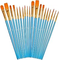 Soucolor 20-Pc Acrylic Paint Brush Set - Round Pointed Tip Brushes for Acrylic, Oil, Watercolor, Nail Art, Miniatures & Rock Painting