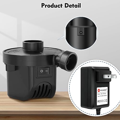 Miniatura 4 de PKPOWER Adaptador de 12 V CA CC para bomba de aire portátil de llenado rápido Coleman QuickPump, fuente de alimentación para bomba de colchón de