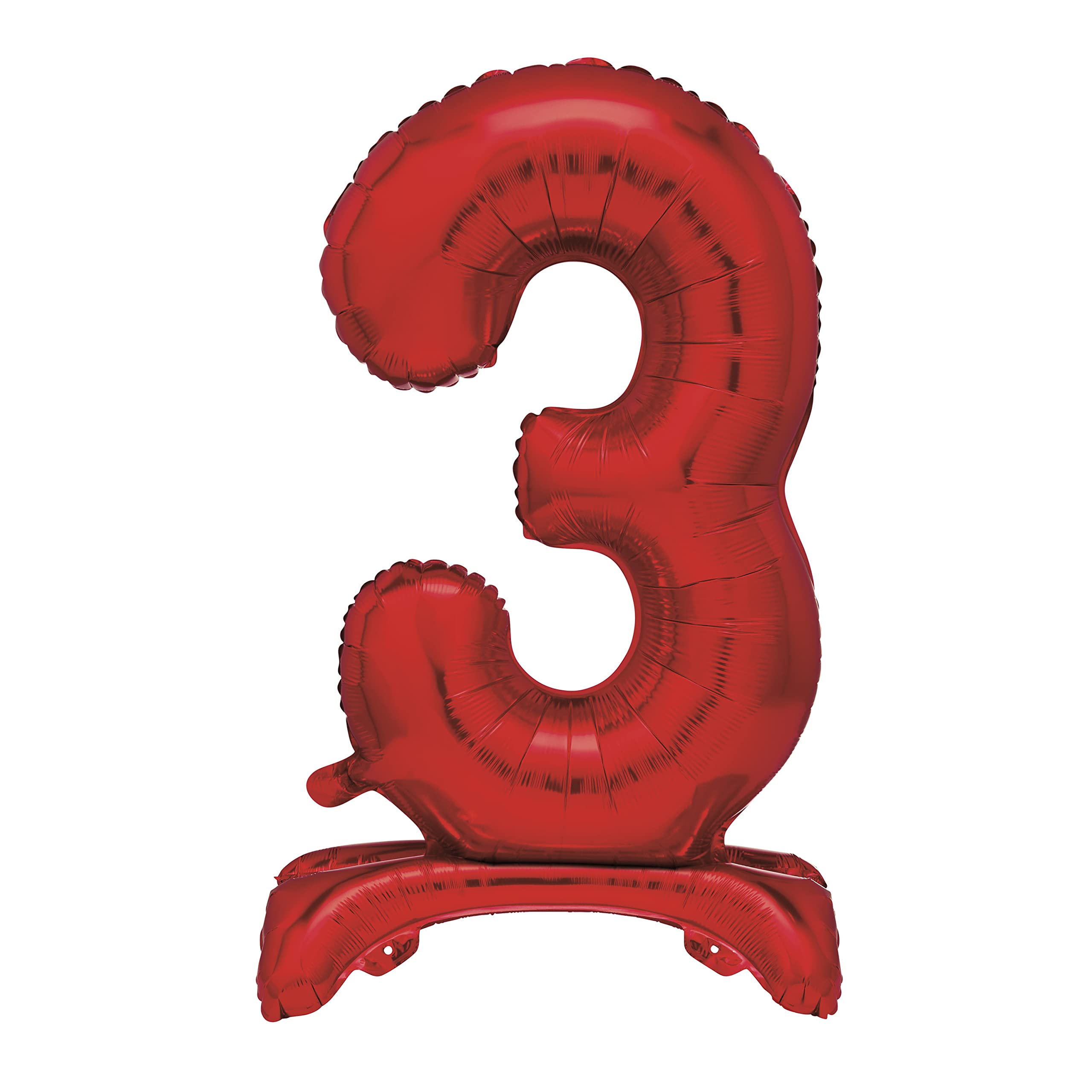 Unique Red Standing Number 3 Foil Balloon 30", Packaged