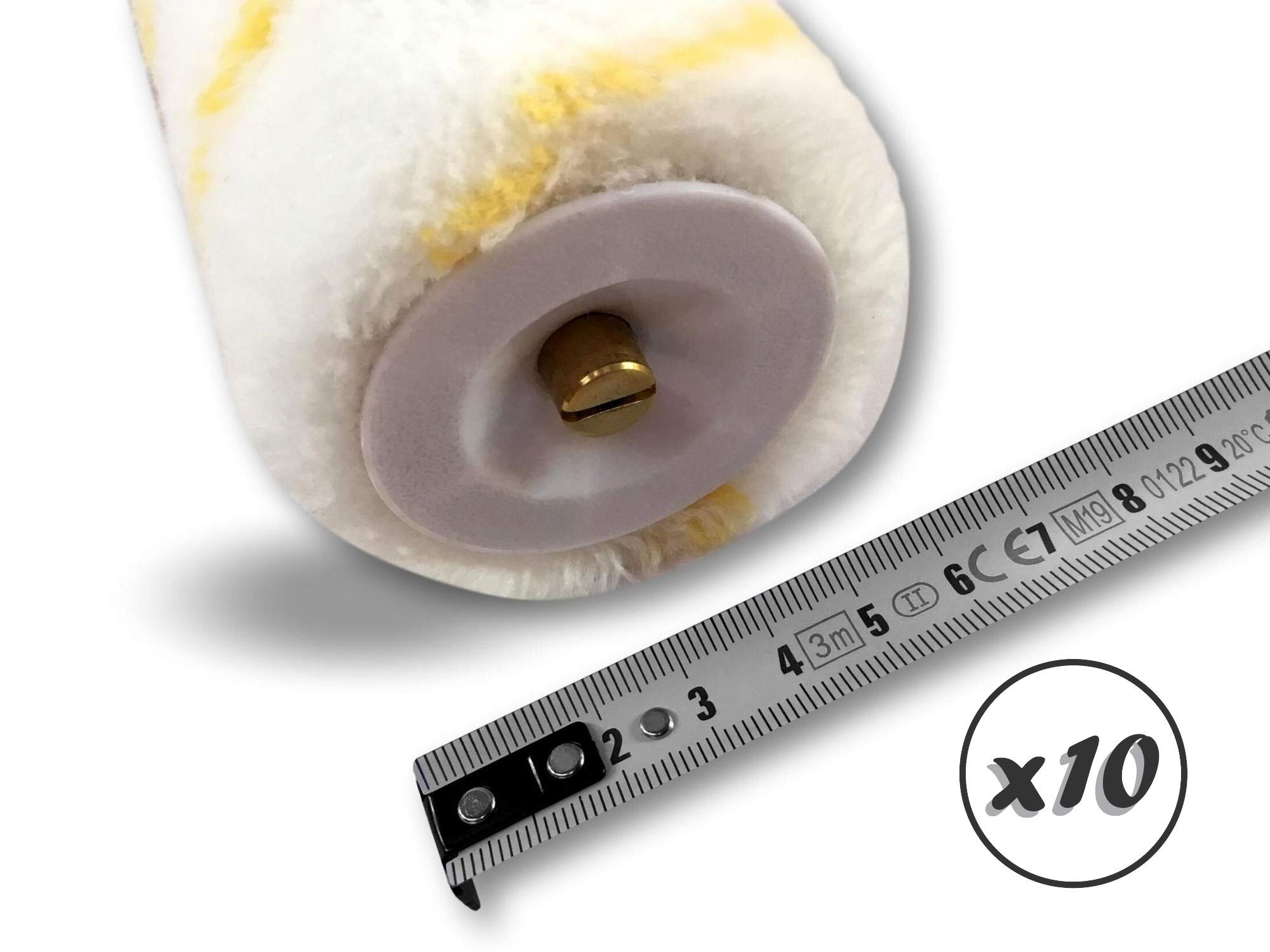Kibros Lot 10 rouleaux peinture polyamide rayé jaune Ø alésage 8 mm 180
