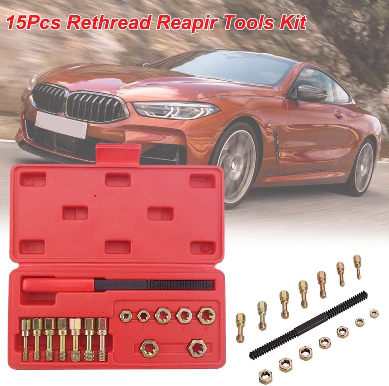 15 Pcs One Set Metric Thread Restorer Repair Tool Kit with 7Pcs Die 7Pcs Tap 1Pc File for Automotive Repair