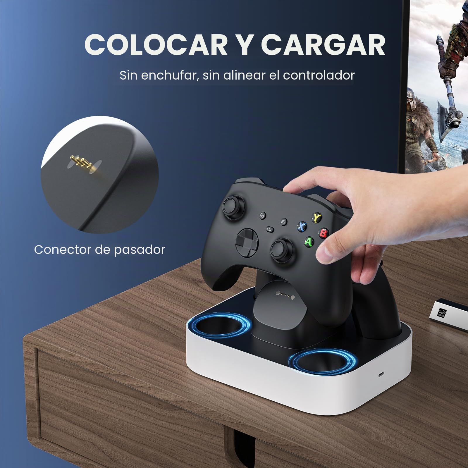 NEWDERY Base de Carga para Mando Xbox, 2 baterías Recargables de 1100 mAh para Xbox One/Series X|S, estación de Carga rápida con 4 Cubiertas de batería, Color Blanco