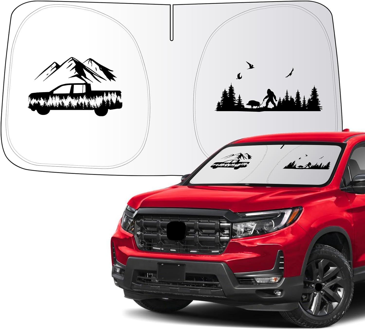 Car Windshield Sun Shade Compatible with Honda Ridgeline 2017-2025 Window Shade Sun Visor Cover Foldable Blocks UV Rays (Ridgeline-2)