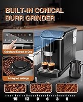 Vista 2 de Zstar Máquina de café expreso totalmente automática con espumador de leche, cafetera de café expreso profesional con molinillo, limpieza automática