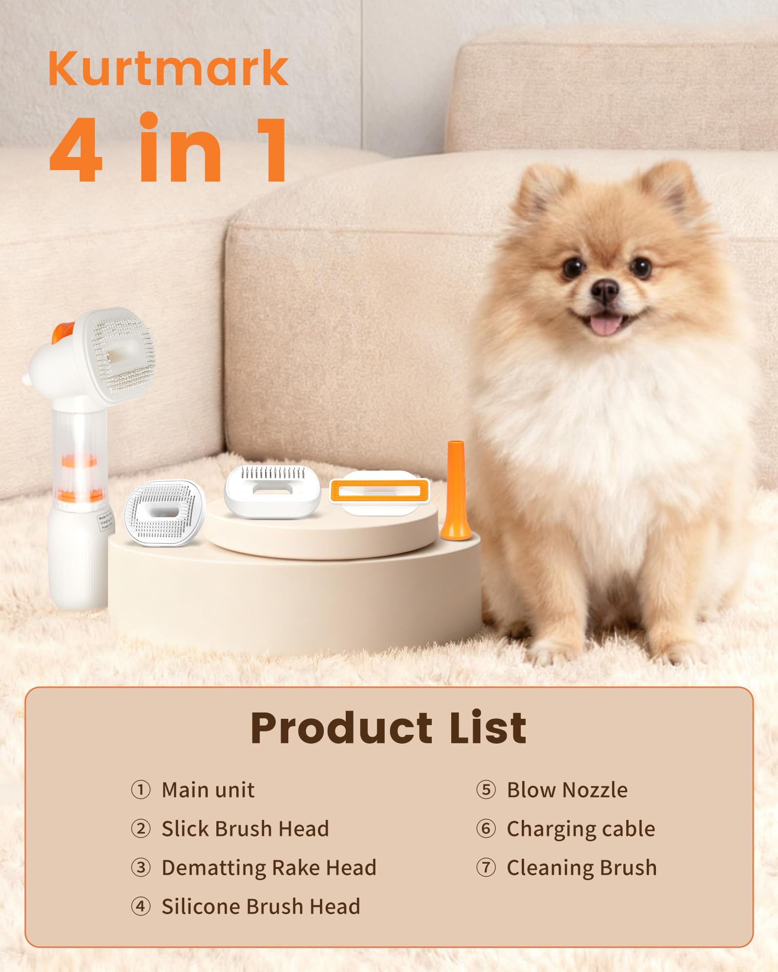 Spazzola sottovuoto per cani per spargimento, rastrello autopulente 4 in 1 per slicker e sottopelo, strumento di toelettatura per desheding, antistatico, massaggio e pettinatura tutto in uno!