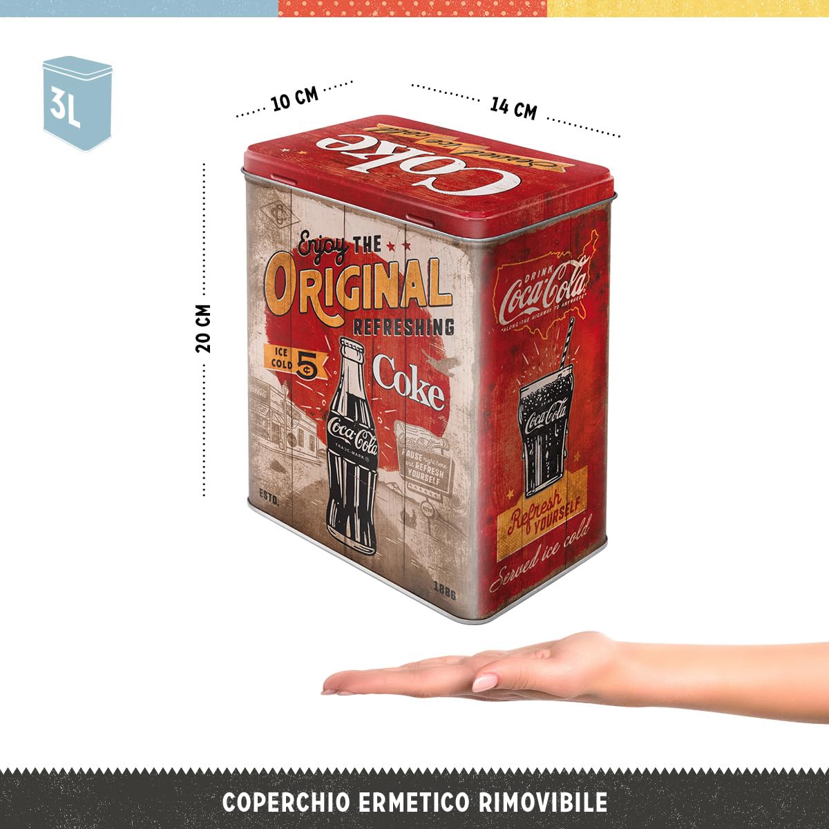 Nostalgic-Art Targa Vintage Coca-Cola – Collage – Idea regalo per amanti della Coca, in metallo, Design retro per decorazione, 15 x 20 cm, (26227