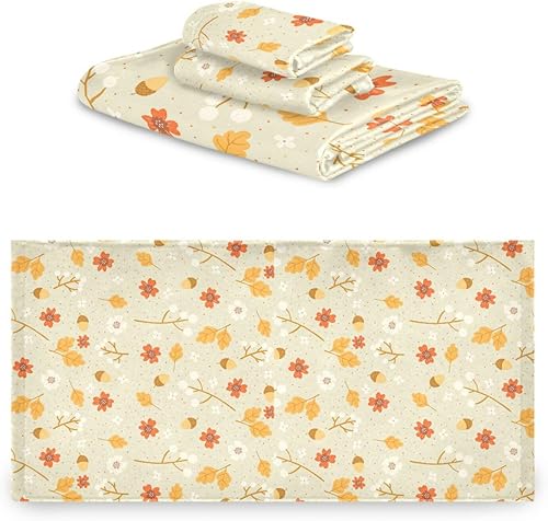 Miniatura 7 de Juego de 3 toallas de mano de bellotas de otoño, flores, bayas, para el hogar, baño, hotel, gimnasio, natación, toallita suave, fina, duradera,