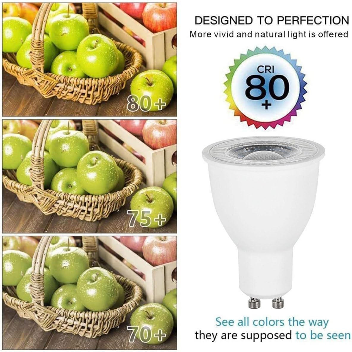 lámparas LED, Bombillas LED GU10 de 10 W, equivalentes a 100, paquete 6, 1000 lúmenes, CA 100-265 V, ángulo haz 38°, no regulables(Natural White)