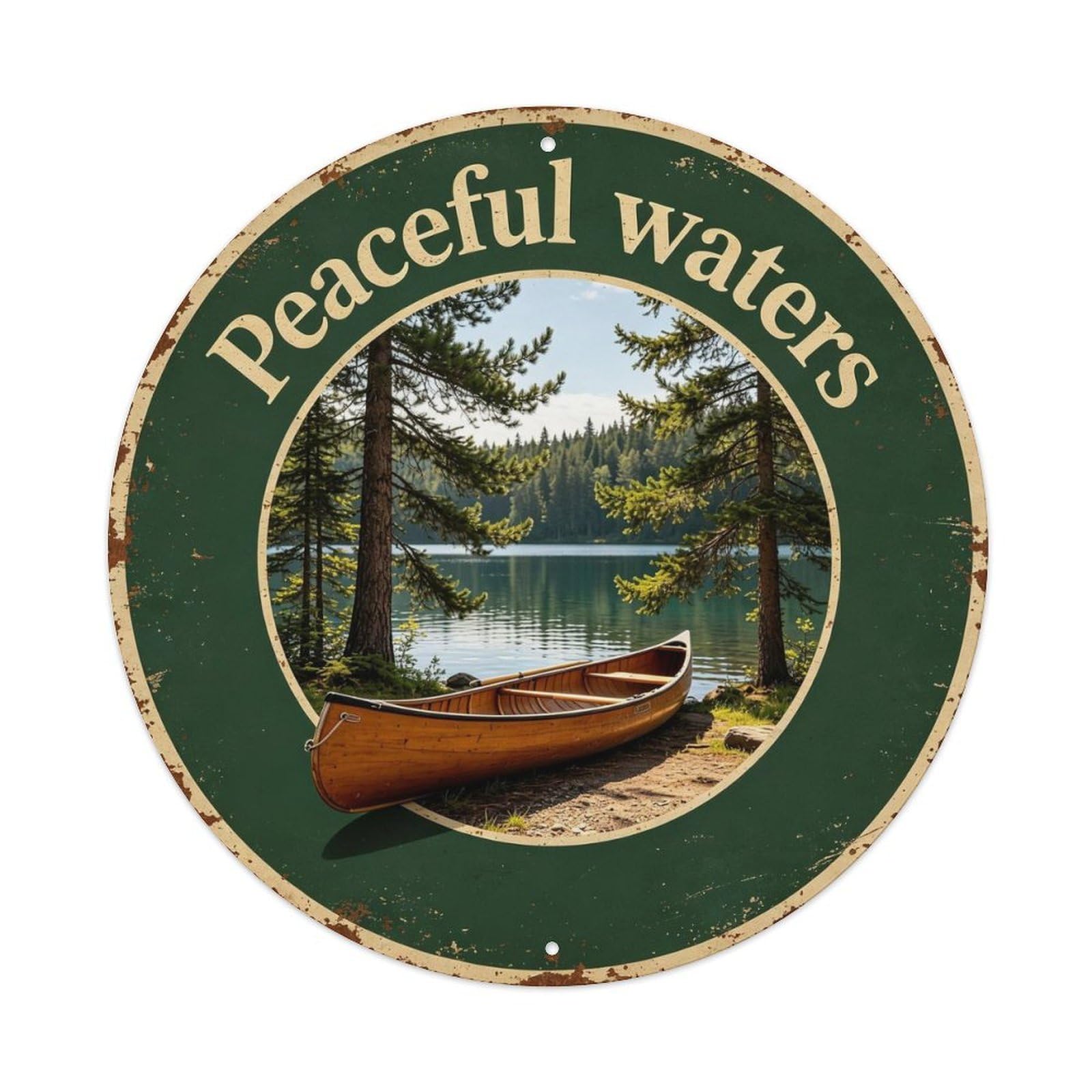 Vintage_canoe_lake Metal Tin Sign Plaque