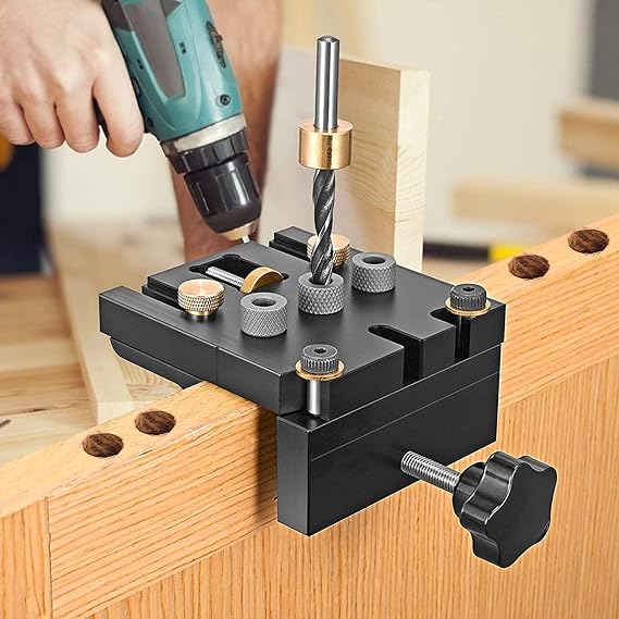 3in1 Woodworking Doweling Jig Kit, 6/8/10/15 mm Pocket Hole Jig Kit