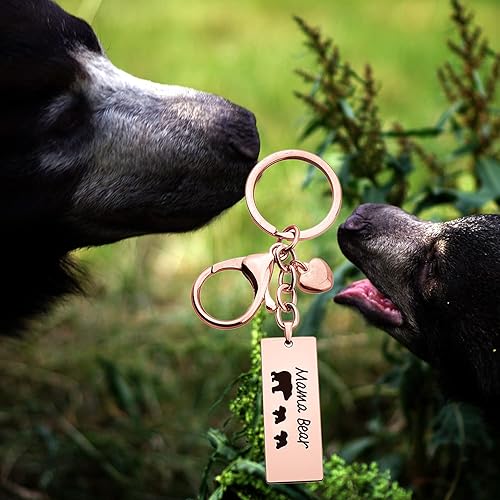 Miniatura 7 de WUSUANED Llavero de barra con diseño de oso de Sweet Mama and 3 Cubs Bear Bar para mamá, abuela, esposa